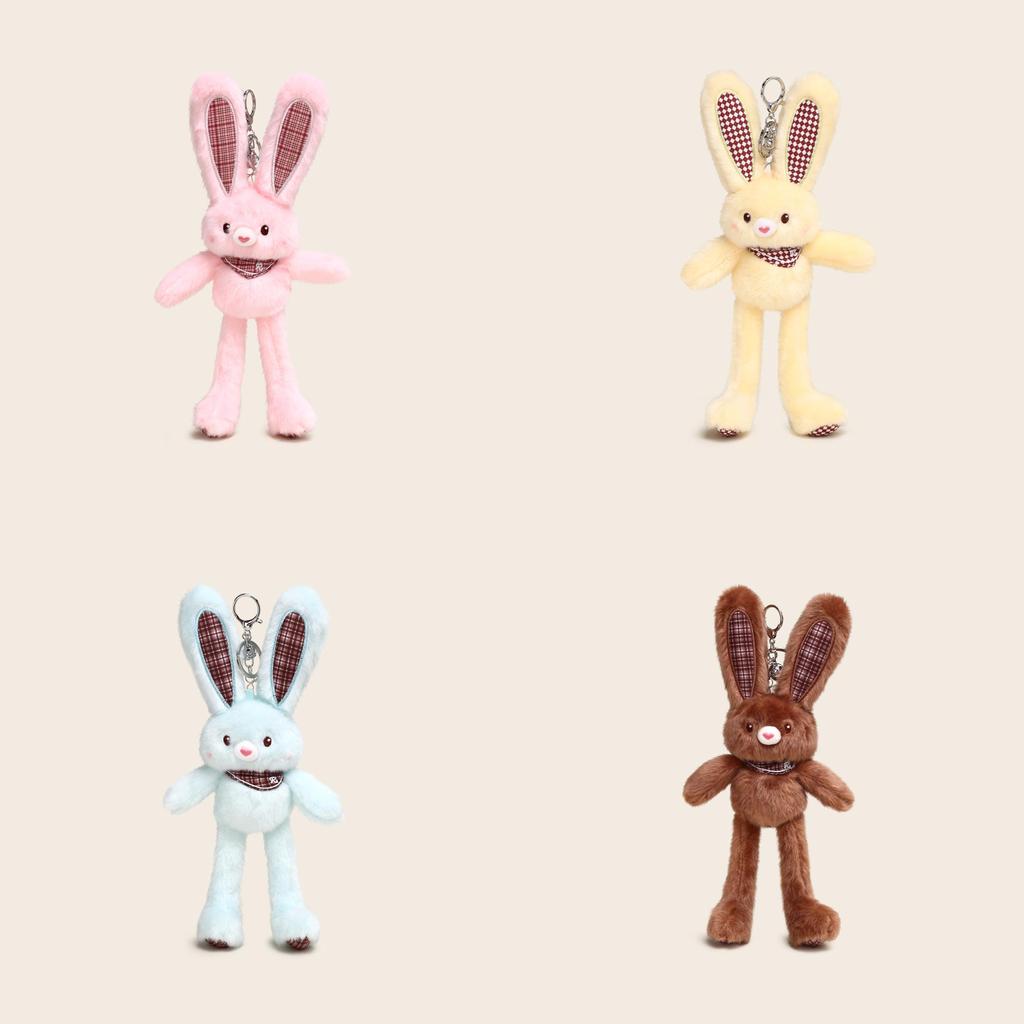 Cute Long Ear Plaid Rabbit Plush Doll Toy Pendant For Gifts And Decor