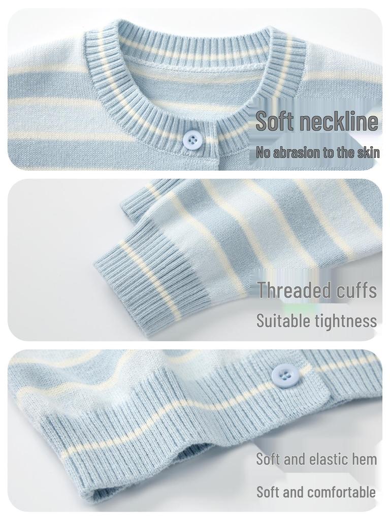 Boys' 2026 Spring Knit Cardigan - Infant Thin Sweater Top