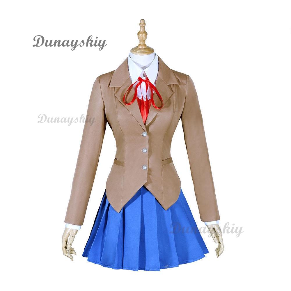 Gioco Doki Doki Literature Club Natsuki Cosplay Sayori Yuri Monika Costume Cosplay Set Parrucca Uniforme Scolastica Ragazza Donna Costumi