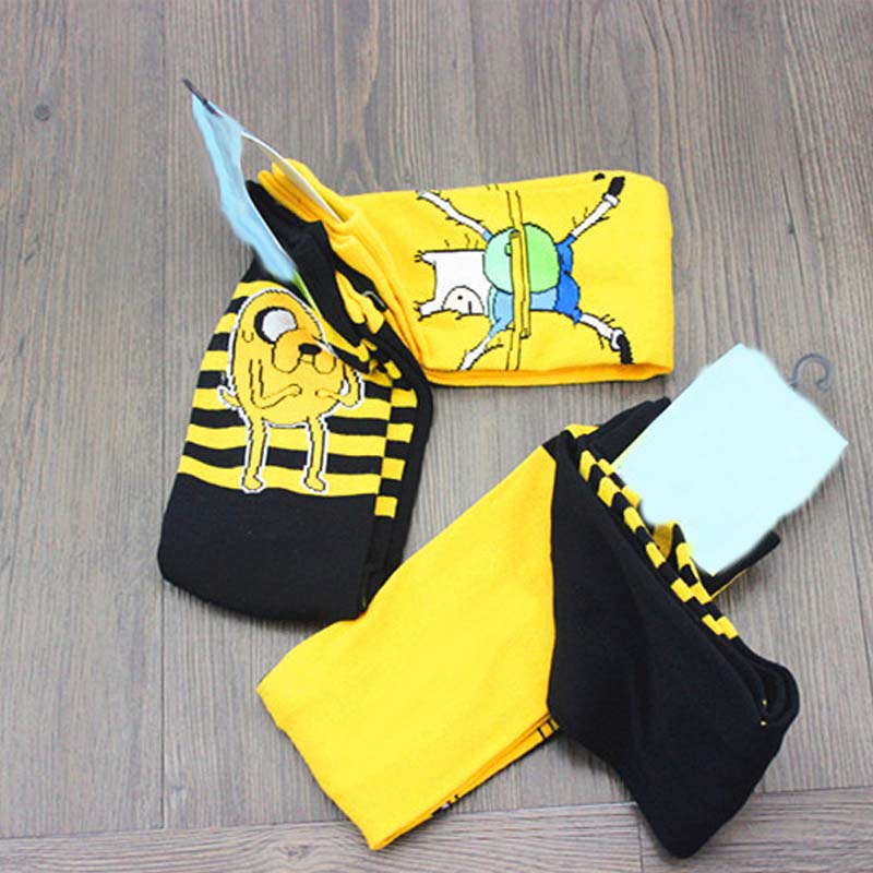 Cute anime cartoon adventure socks yellow street role playing cotton comics female men socks party novelty interesting spring