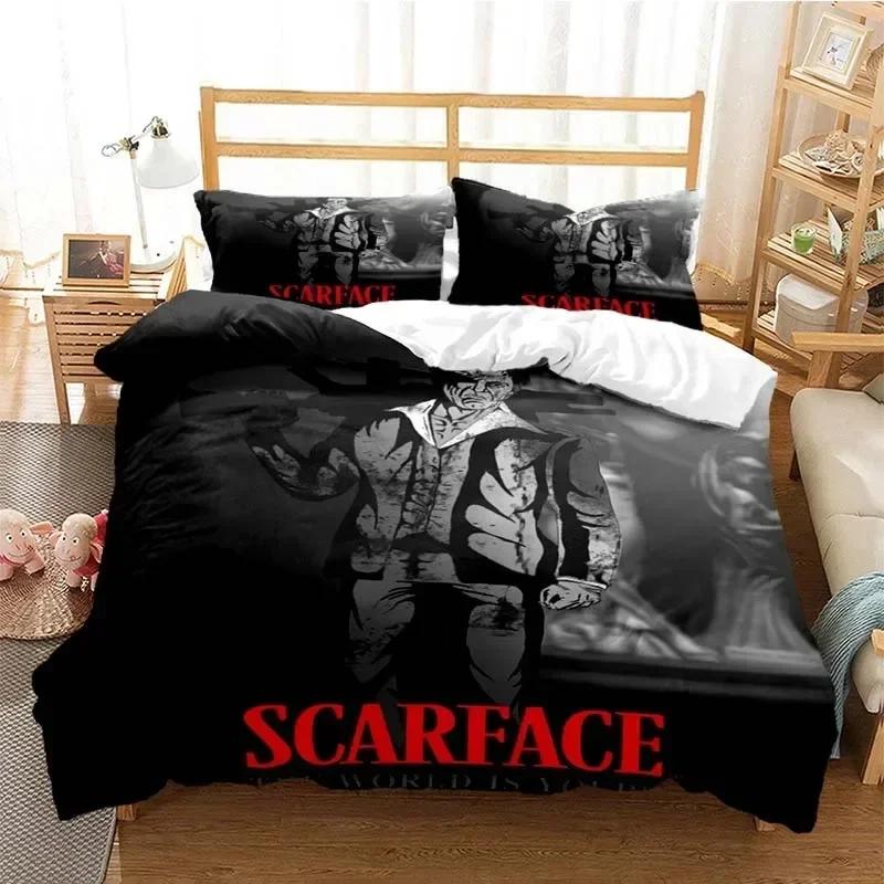 Tony Montana Scarfaces Printed Bed Set Duvet Cover Pillowcase Bedding Set Bed Linen Sheet Quilt Cover Full Queen King Size
