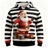 3D Print Santa Clause Graphic Men's Hoodies Fashion Stripe Long Sleeve Hooded Sweatshirts Christmas Theme Party Clothes For Male
