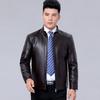 Mens Faux Leather Jacket Stand Collar Zip-Up Warm Thick Winter Business Casual Outerwear