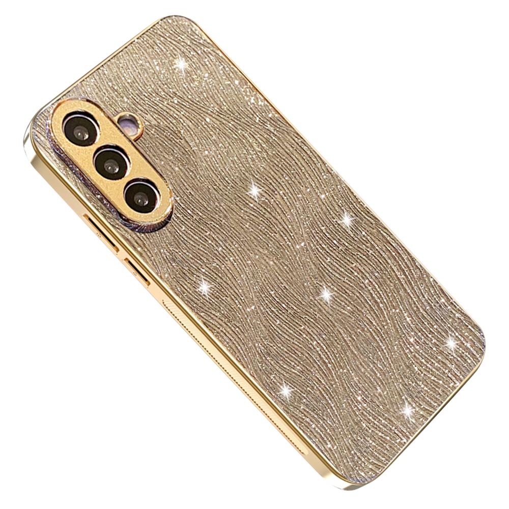 

Для Samsung Galaxy A56 5G Чохол Гальванічне покриття Хвиляста текстура PU+TPU+PC Задня кришка телефону Gold