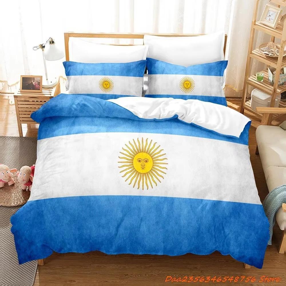 Argentinische Flagge Bettwäscheset Einzelbett Twin Full Queen King Size Bettset Erwachsene Kind Schlafzimmer Bettbezug Sets 3D Druck Bettlaken Set