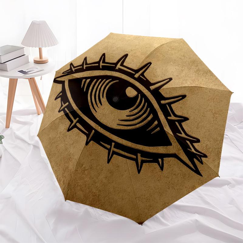 1pc Eye Spikes Automatic Folding Umbrella, Heavy Duty 8 Rib Iron Frame, Suitable for Travel, Daily Use, Birthday, Decor Gift 86