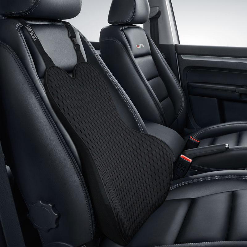 Car Memory Foam Seat Protector Cushion with Belt Auto Cotton Mesh Lumbar Support Pillow for Driving Soft Back Pain Office