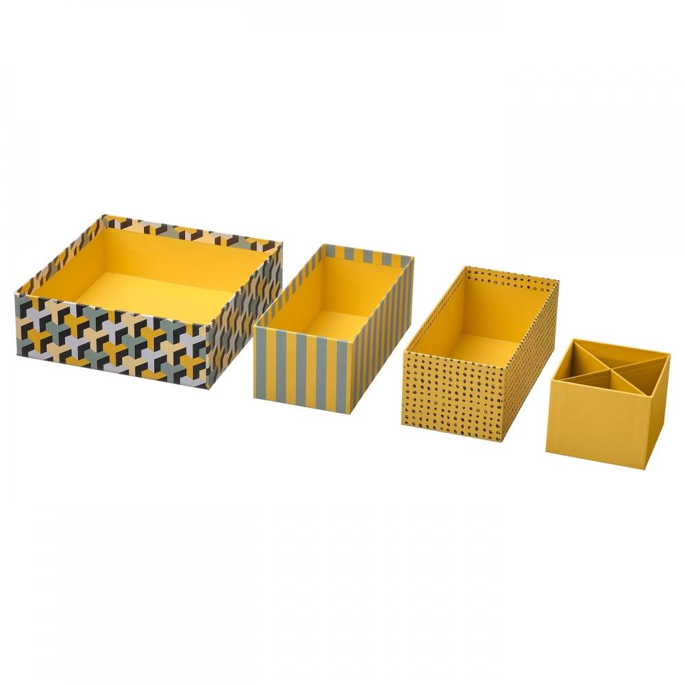 

Набор из 4 коробок для хранения ИКЕА ЛИСМАСК с разноцветным узором