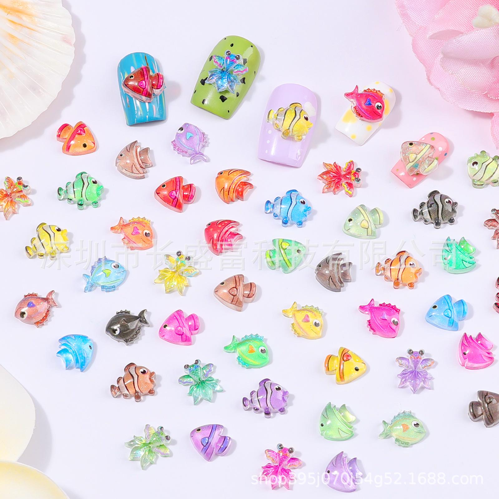 Glitter Luminous Goldfish Nail Art Decorations Mixed
