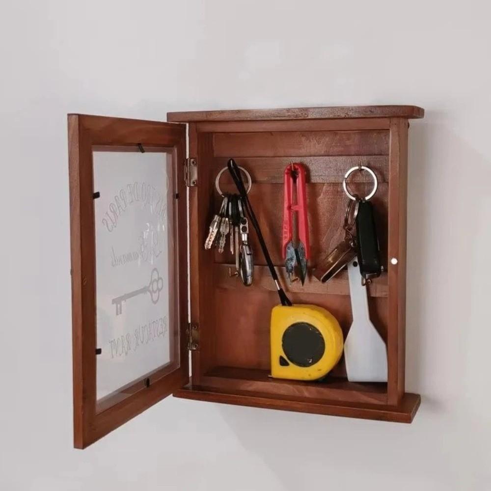 Vintage Wall-Mounted Key Holder Rustic Key Storage Box Wall Decoration Key Hook  Living Room