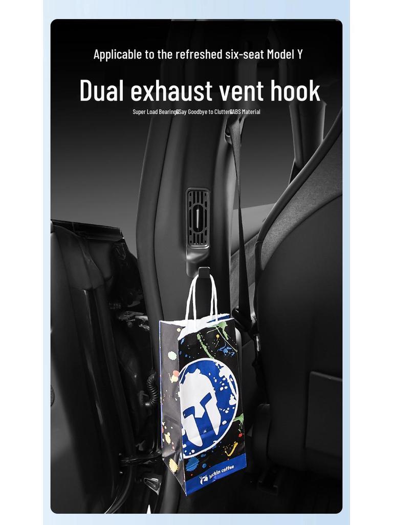 Tesla Air Vent and Rear Seat Hooks with Protective Covers, Model YL.