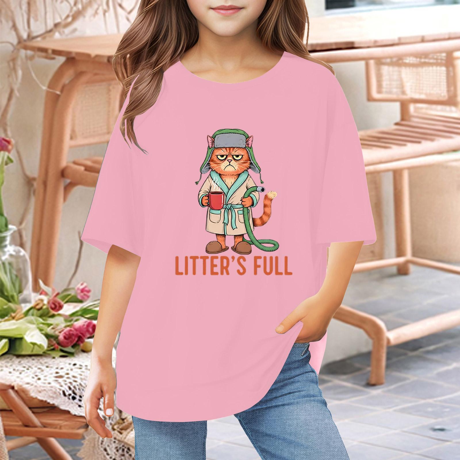 

Toddler Girl Boy T-Shirts Kids Top Boys And Girls Printed Short Sleeved T-shirt 1-12Y 120 розовый