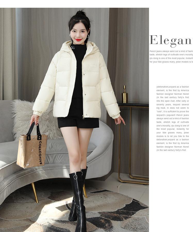 Herbst/Winter Damen Einfarbige Kapuze Lose Lässige Gepolsterte Warme Kurze Damenjacke 6 Farben
