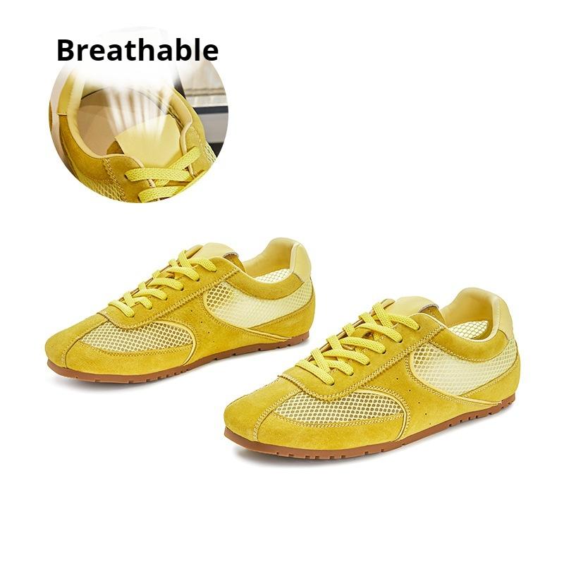 

Модная женская обувь Ula Grass Стелька из свиной кожи Forrest Gump Shoes Дышащая натуральная кожа Спортивная обувь Универсальная белая обувь 40 жёлтый