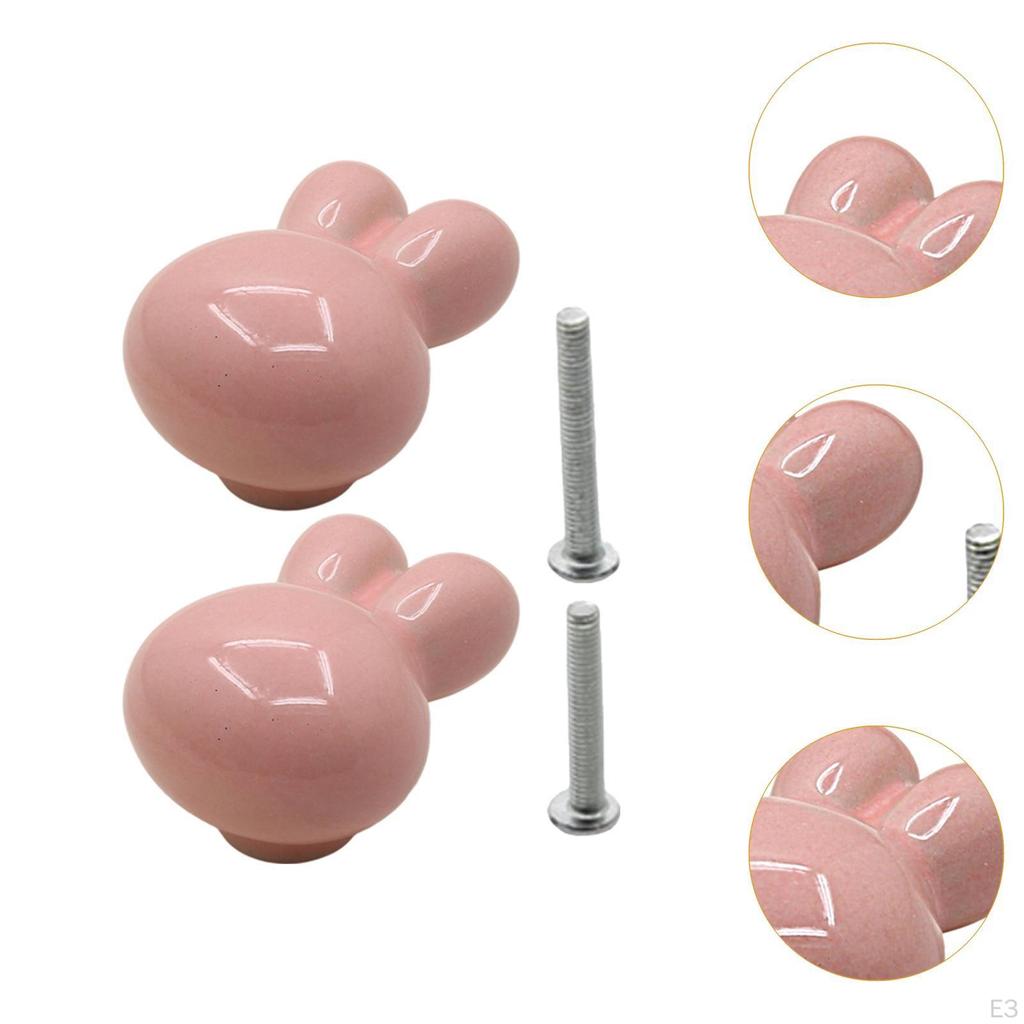 Mini Rabbit Figurine Drawer Handle Animal Sculpture Ceramic Door Cabinet Knob for Home