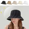 Fashion Pleated Bucket Hat Breathable Striped Sun Protection Hat Foldable Wide Brim Hat Summer