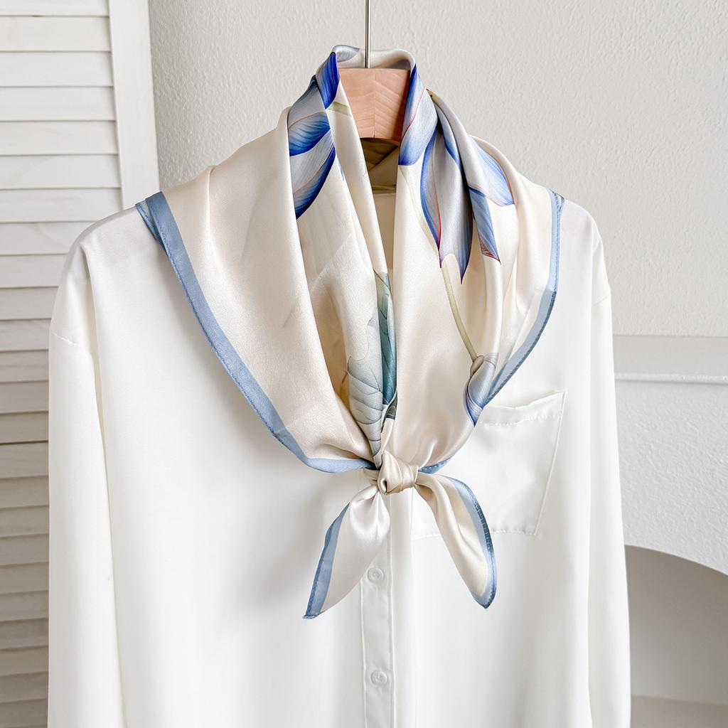 111% Mulberry Silk 71 Square Scarf, New Sky City Professional Decorative Scarf, Commuting To Work Versatile Silk Scarf