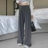 Petite High-Waisted Wide-Leg Sweatpants for Women - Autumn/Winter, Drape Style, Floor-Length, Small Size, Soft, Casual, 145XS.