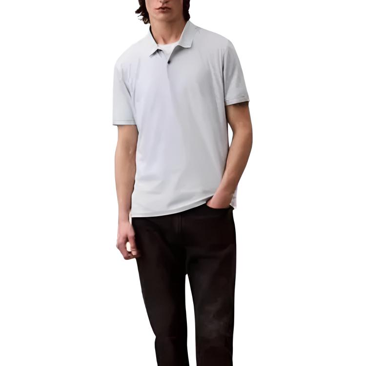Calvin Klein Minimalist Comfortable Versatile Split Hem Solid Color Short Sleeve Polo Shirt Men tops 40BC236-CIQ