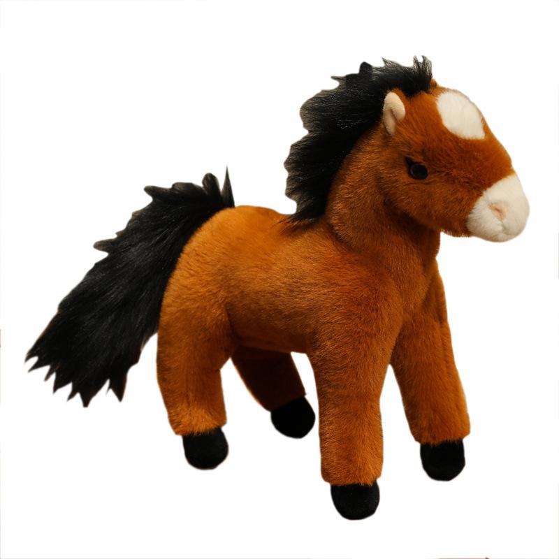 Cute Simulation Brown Pony Doll Plush Toy Foal Zodiac Horse Doll Children Soothing Doll