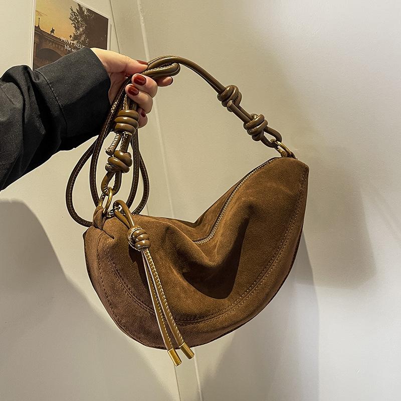 Superbeliebte Nischen-Wildleder-Schultertasche aus Kunstwildleder für Damen 2025 Heißer Verkauf Einzelne Umhängetaschen Unterarm-Knödel Süße Taschen sac