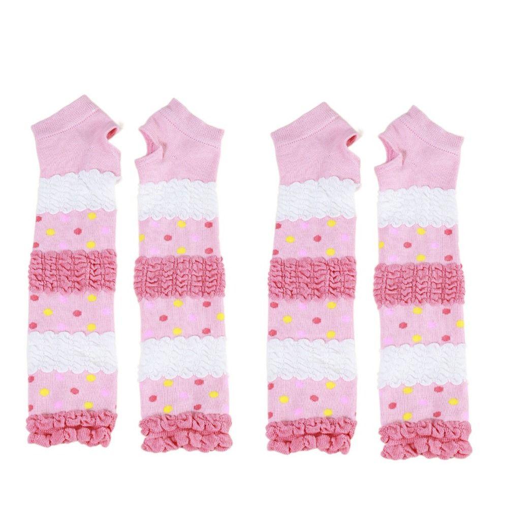 

2 Pairs Pink Dot Y2K Knitted Arm Sleeves Long Summer Sunscreen Sleeves Cycling розовый