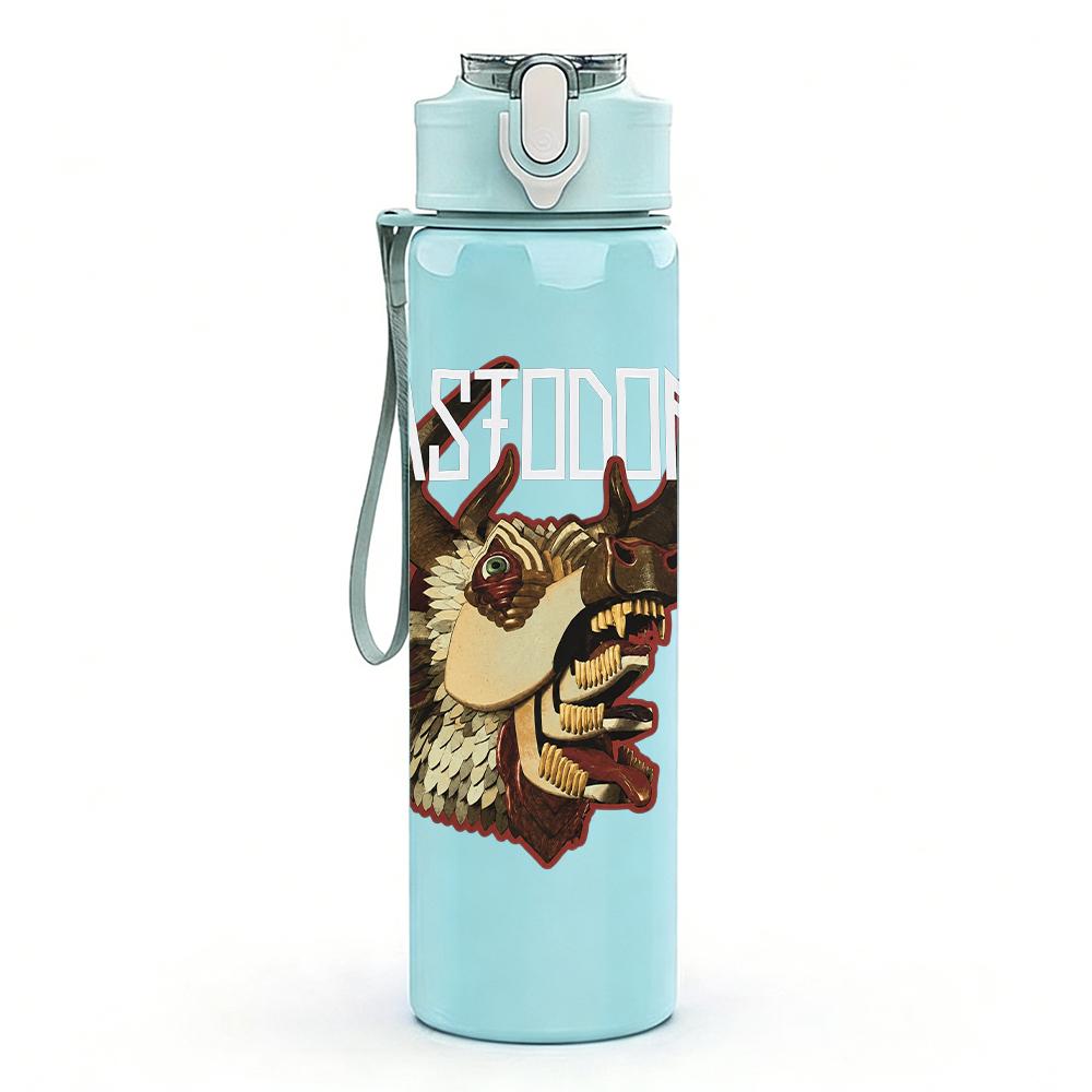1PC Stag deer animal monochrome print 750ml colorful plastic sports water bottle leakproof pop up lid with straw for outdoor work home use