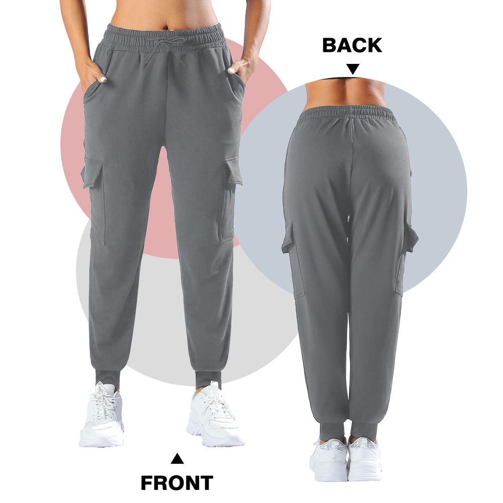 

Брюки карго на кулиске с манжетами на щиколотках, свободного кроя, повседневные, с несколькими карманами, спортивные брюки с манжетами для женщин XXL