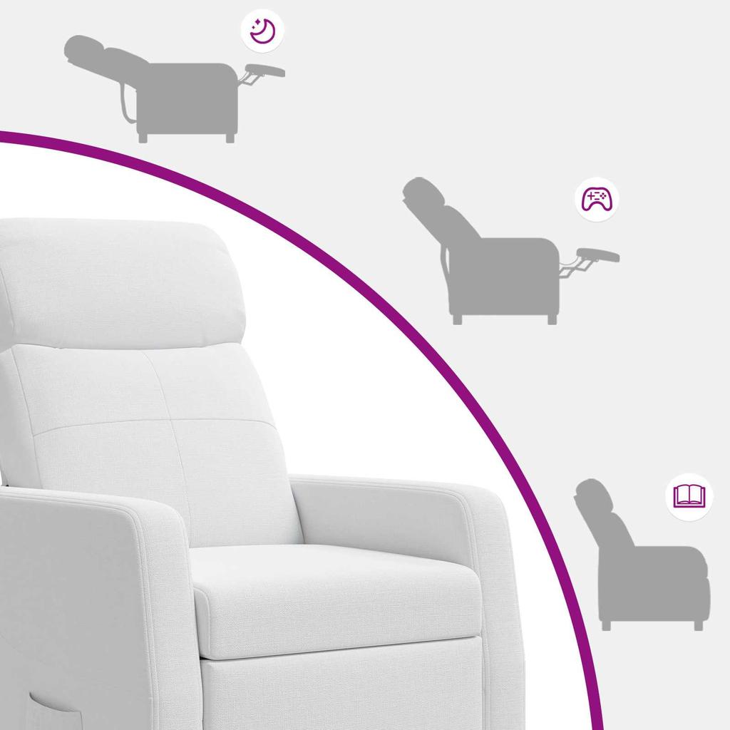 Massage Recliner Chair White Fabric