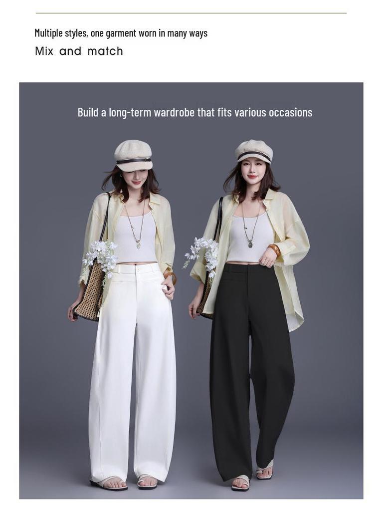 Brand Women's 2026 Fashion Wide-Leg High-Waist Loose Non-Iron Casual Pants