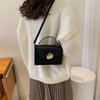 Stylish Small Square Bag For Autumn Trendy Color Block Shoulder Tote In Black Brown Blue Yellow