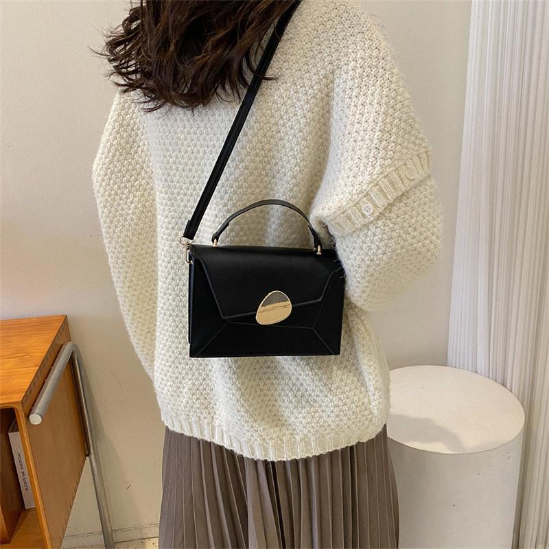 Stylish Small Square Bag For Autumn Trendy Color Block Shoulder Tote In Black Brown Blue Yellow