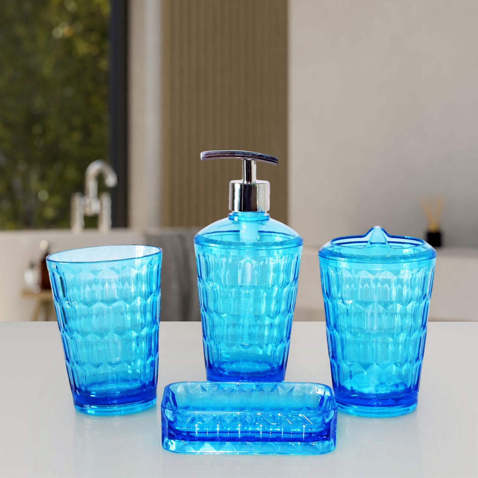 

4 шт. дозатор мыла современный туалетный инвентарь портативный футляр для хранения держатель зубных щеток для ванной комнаты отеля декор столешница тщеславие синий