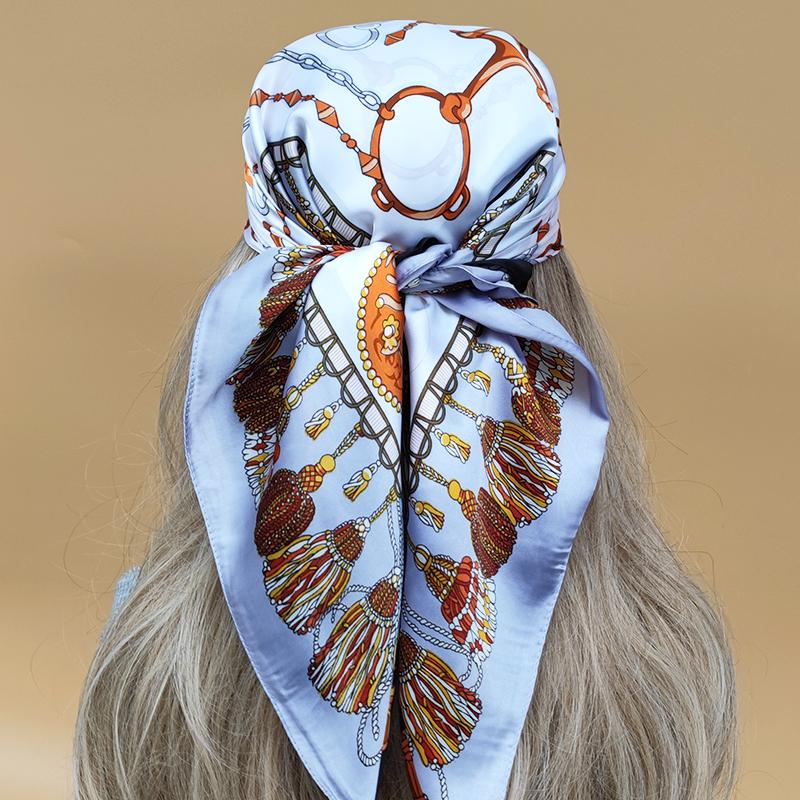The Four Seasons Luxury Scarves Women Beach Sunscreen Square Kerchief Design Popular Silk Hijab New  Style 70X70CM Headscarf