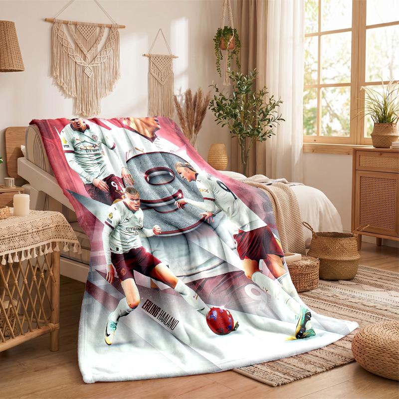 Erling Haaland Theme Fleece Blanket Cozy Soft Plush Blanket For Bedroom Couch Travel