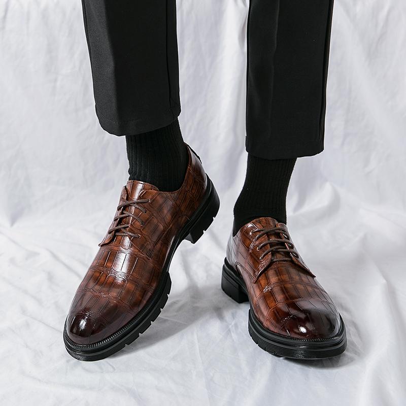 2024 Spring Man Dress Shoes Genuine Leather Lace-up Luxury Men Casual Shoes Italian Business Office Footwear Men Shoes Big Size