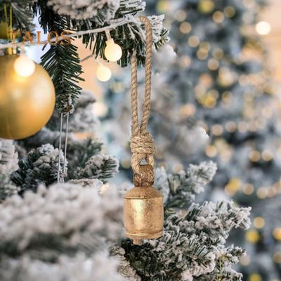 Metal Vintage Bells with Jute Hanging Rope Decorative Cow Bell Metal Wind Chimes with Melodious Sound for Weddings Parties And Christmas Wreaths