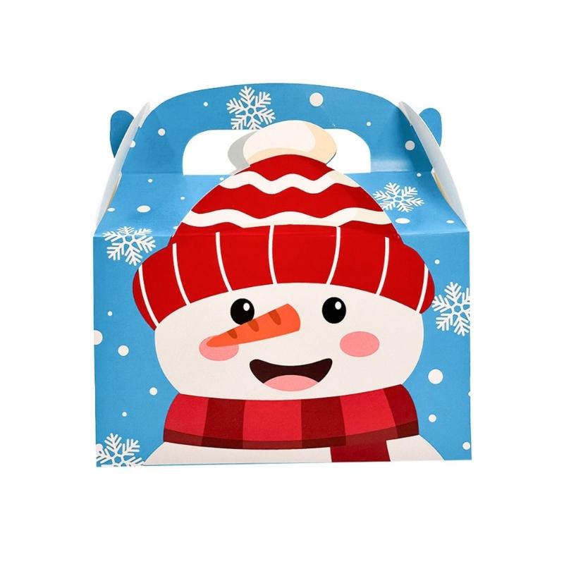 Environmental Friendly Paper Substance Christmas Holiday Party Candy Box With Handle For Cake Dessert Chocolate Gift Packaging Storage