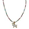 Colorful Unicorn Pendant Necklace with Imitation Pearls & Genuine Stone Beads, Inspired by Japanese & Korean Niche Design