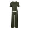 Womens Knit 2 Piece Sweater Sets Short Sleeve Pullover Tops Elastic Waist Wide Leg Pants Women Set