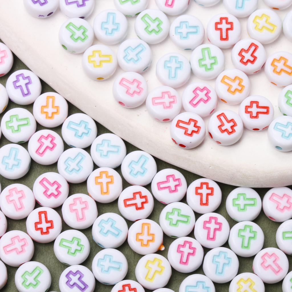 Home Party Supplies Keychain Fashion DIY Materials Bracelet Jewelry Making Necklace 80Pcs Spacer Acrylic Flat Round Loose Beads Phone Chain 6.5mm