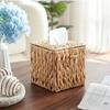 Natural Fiber Snap Closure Multi Scene Use Storage & Decor All In One Boho Style Woven Tissue Box with Lid