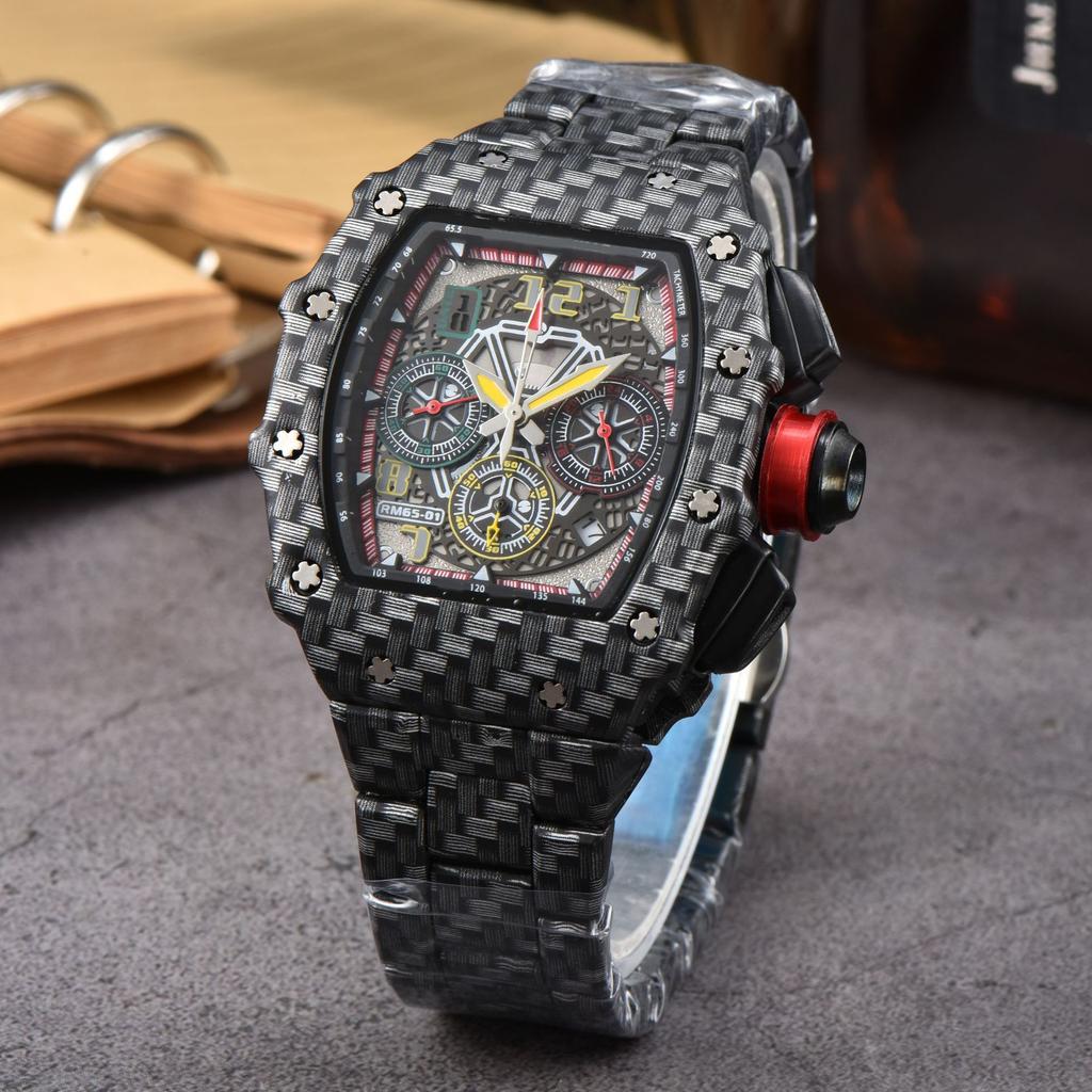 New Barrel-shaped Steel Belt Quartz Watch Six-pin Running Seconds Fashion Business Watch Men's Watch