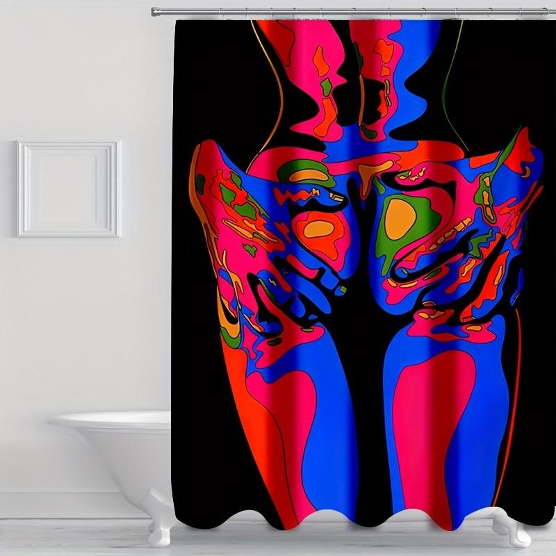 4-teiliges buntes Duschvorhang-Set für Badezimmer, rutschfeste Badezimmerteppiche, Deckel, Toilettendeckel, Badematte, Badezimmer-Set