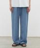 DECET [Summer Linen-Like] Linen Like Mid Rise Wide Jeans Dcpt039Blue