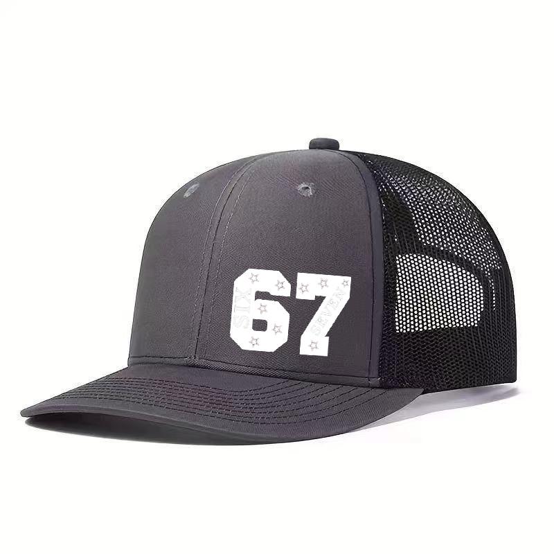1PC Breathable Mesh Cap with 67 Star Fashion Logo, Perfect for Daily Travel Without Sweating