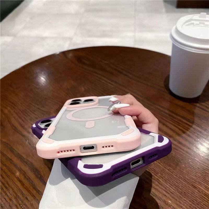 For iPhone 15 Pro Max Luxury Magsafe Magnetic Square Silicone Frame Phone Case For iPhone 11 12 13 14Plus Samsung S24 Ultra Clean Protective Cover