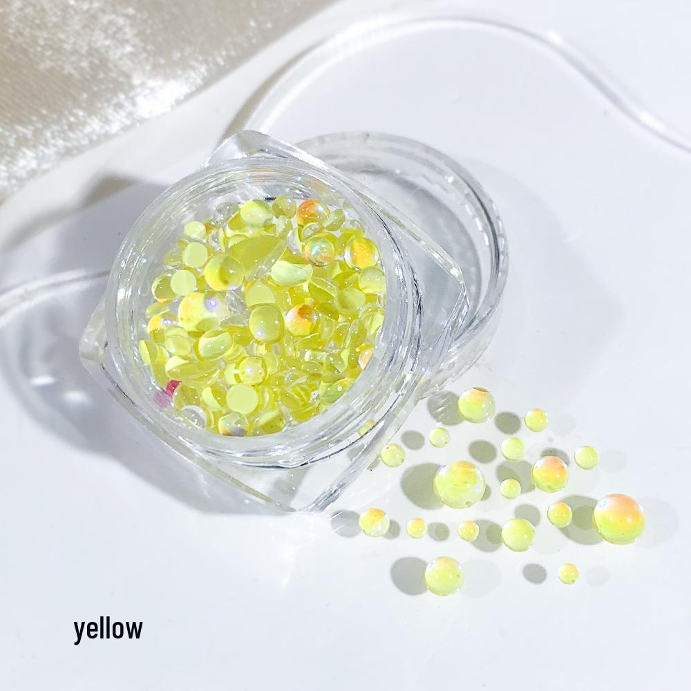 Iridescent Mermaid Nail Art Beads: Half-Round Glass Rhinestones and Mixed Accessories