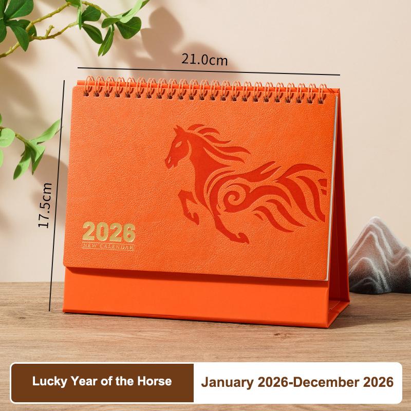 2026 Red Hollowed-Out Calendar Embossed Vintage Design Horse Year Table Calendar Chinese Style Souvenir Large-Sized Calendar