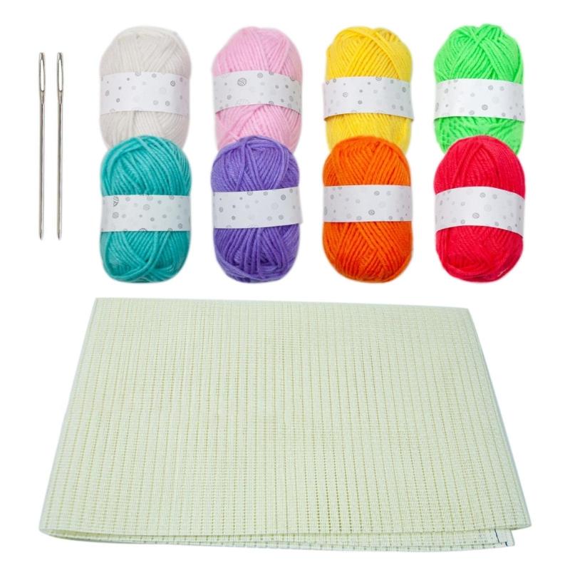 Linen Embroidery Fabric and Embroidery Thread Needle Set, Needlework Fabric X3UC